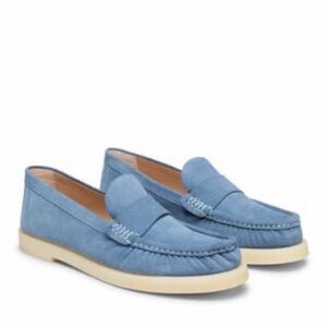 Stuart Weitzman Blake Suede Slip-On Loafers Blue Made in Spain Size 7B NWOT